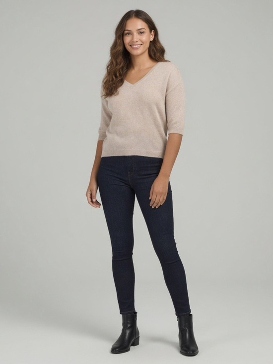 House of Harlow 1960 Sweaters - House of Harlow 1960 Cashmere V-Neck Sweater - Soft Tan
